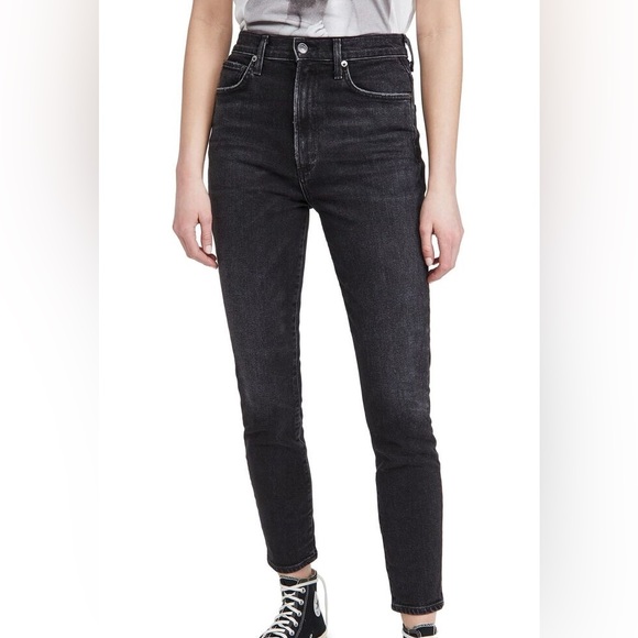 AGOLDE Pinch Waist Ultra High Rise Skinny Jeans “Hotline” Washed Black, Size 32 - Picture 6 of 6